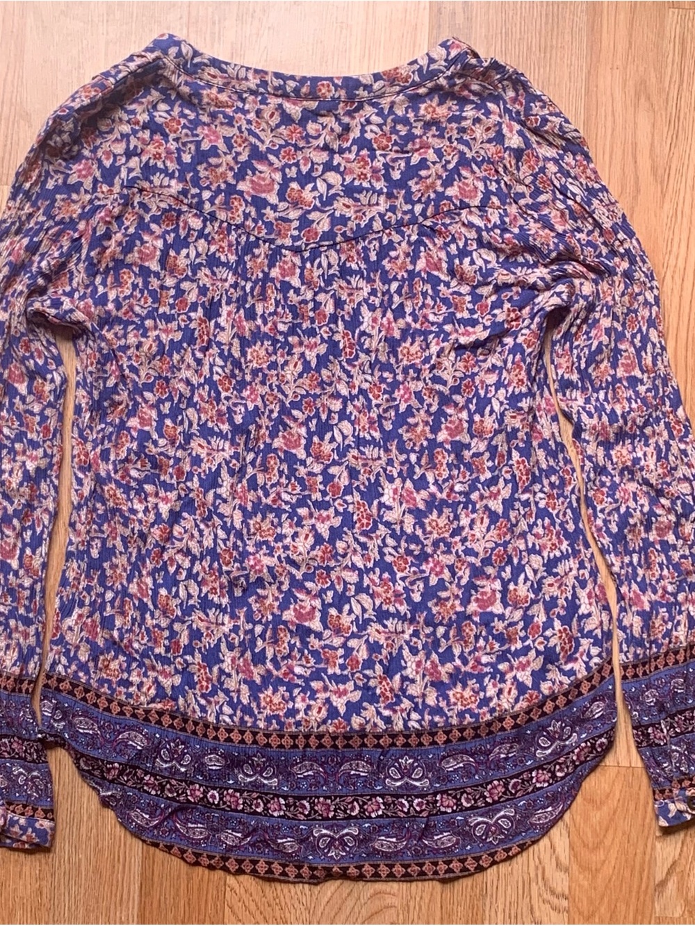 Knox Rose Purple Floral Long-Sleeve Henley Top - Picture 2 of 7